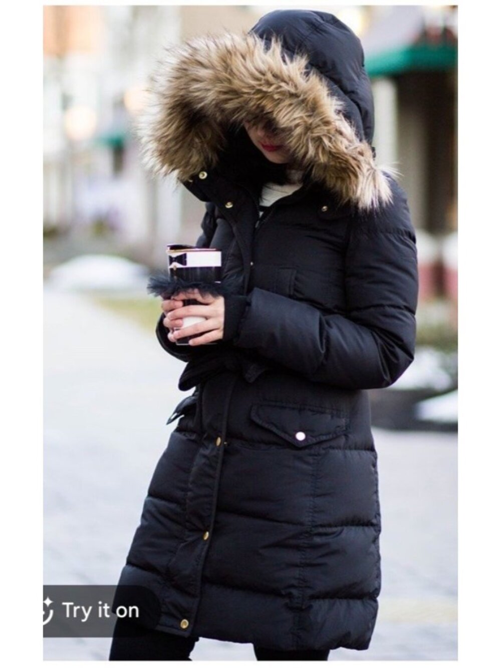 J. Crew Wintress Long Hood Down Puffer Coat Women’s S Fill Faux Fur Trim Winter